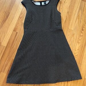Comfortable Ann Taylor Black and White Polka Dot Dress - size 10